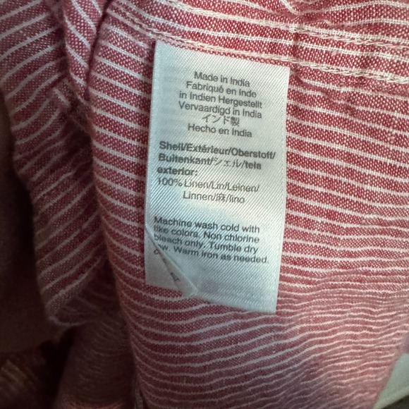 J Crew Baird McNutt Shirt Mens Large Stripe 100% Linen Long Sleeve Slim Fit - Picture 5 of 9